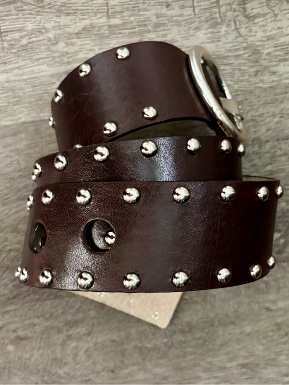 Studded Genuine Leather Wide Belt Y2K Punk Rock Baker Grundge Style XL Hippie